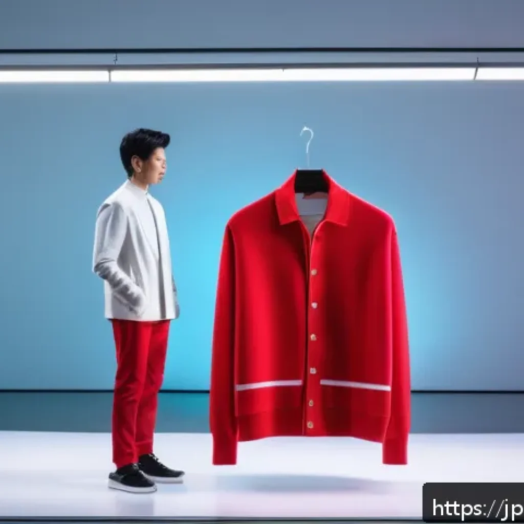 의류기술 관련 컨퍼런스 참여 후기 - A futuristic apparel design studio featuring a digital twin setup: a designer interacts with a highl...